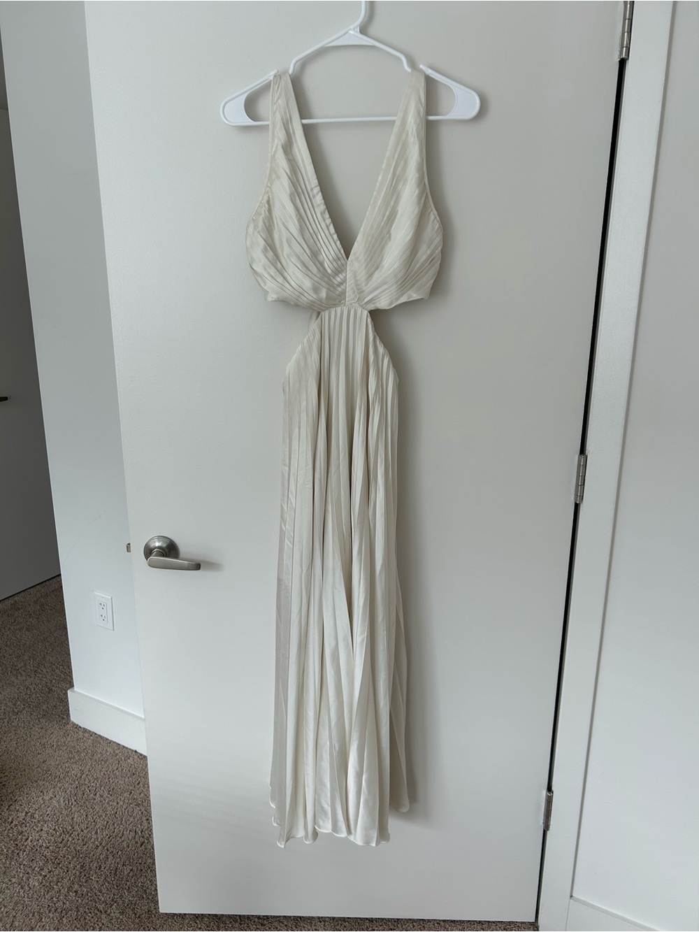 Abercrombie & Fitch Cream Plunging V-Neck Maxi Dress